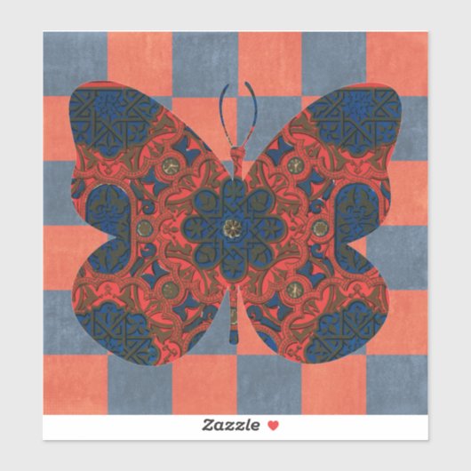 stijl vlinder geruite vierkanten Sticker (Vel)
