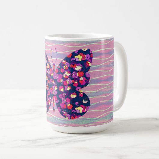 -stijl vlinder Mok koffiebeker (Voorkant rechts)