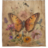  stijl vlinder wilde bloemen met bij douchegordijn (Voorkant)