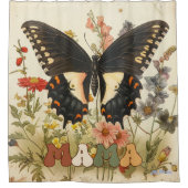 stijl vlinder wilde bloemen met bij douchegordijn (Voorkant)