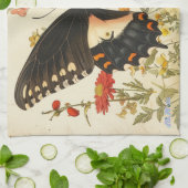  stijl vlinder wilde bloemen met bij theedoek (Gevouwen)