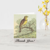 stijl, vogel op een tak, "Dank je!" Kaart (Gele Bloem)