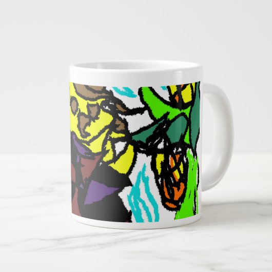 Stijl vogelverschrikker grote koffiekop (Voorkant rechts)