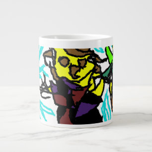 Stijl vogelverschrikker grote koffiekop