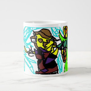 Stijl vogelverschrikker grote koffiekop