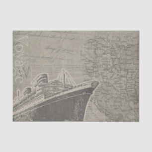 stijl Voyage Schip en Kaart Tissuepapier