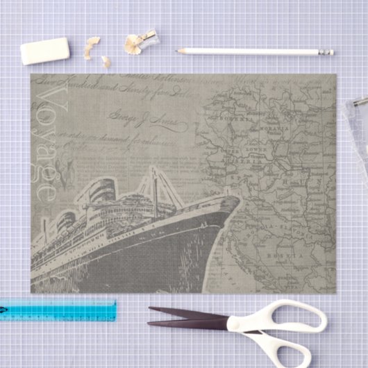 stijl Voyage Schip en Kaart Tissuepapier (Craft)