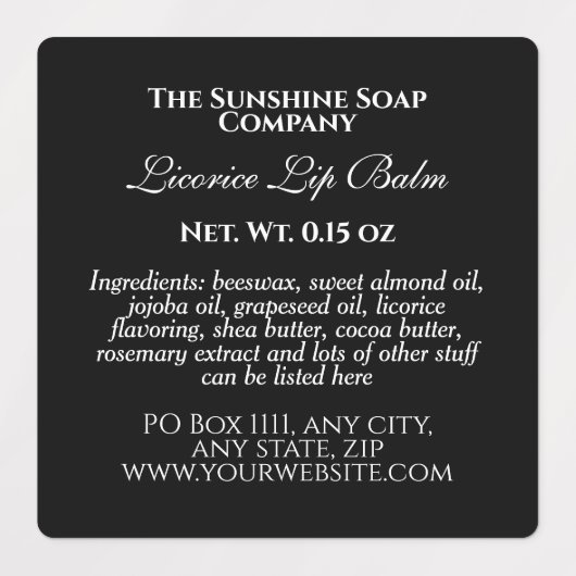  stijl waterdichte lip balsem label - zwart (Design 1)