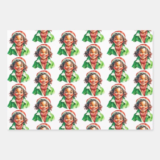  stijl Waterverf Kinderen Kerstmis Inpakpapier Vel (Voorkant 2)