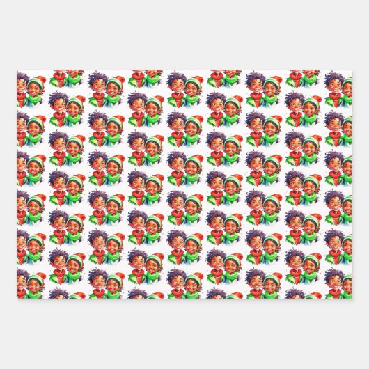 stijl Waterverf Kinderen Kerstmis Inpakpapier Vel (Voorkant)