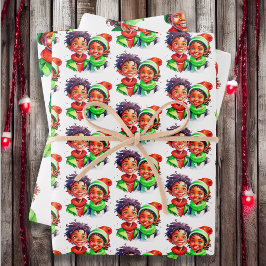  stijl Waterverf Kinderen Kerstmis Inpakpapier Vel