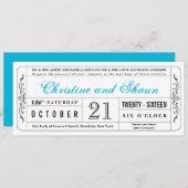  stijl Wedding Ticket Uitnodiging in Blauw (Voorkant / Achterkant)