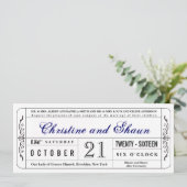  stijl Wedding Ticket Uitnodiging in Blauw (Staand voorkant)