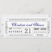 stijl Wedding Ticket Uitnodiging in Blauw (Voorkant)