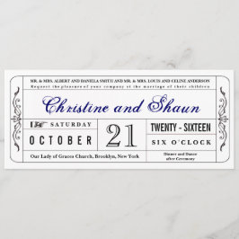  stijl Wedding Ticket Uitnodiging in Blauw