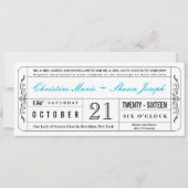  stijl Wedding Ticket Uitnodiging in Blauw (Voorkant)