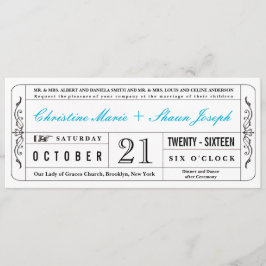  stijl Wedding Ticket Uitnodiging in Blauw