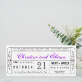 stijl Wedding Ticket Uitnodiging Paars (Staand voorkant)