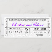  stijl Wedding Ticket Uitnodiging Paars (Voorkant)