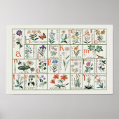  Stijl Wildbloem Alfabet Bloemen Nursey Poster (Voorkant)
