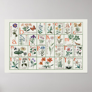  Stijl Wildbloem Alfabet Bloemen Nursey Poster