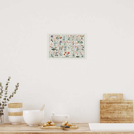 Stijl Wildbloem Alfabet Bloemen Nursey Poster (Keuken)