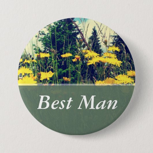 stijl wilde dandelion beste man bruiloft ronde button 7,6 cm (Voorkant)