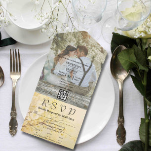  Stijl Wit Sakura Foto QR Code Website All In One Uitnodiging