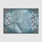 stijl witte en lichtblauwe bloemen Lijst Tissuepapier (Voorkant)