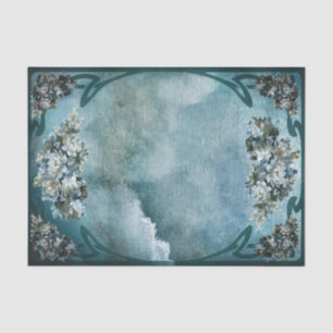 stijl witte en lichtblauwe bloemen Lijst Tissuepapier