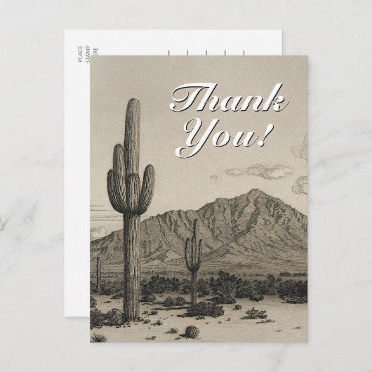 stijl woestijnscene + "Dank u" Briefkaart (Voorkant / Achterkant)