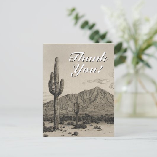 stijl woestijnscene + "Dank u" Briefkaart (Staand voorkant)