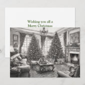  stijl woonkamer met kerstboom feestdagenkaart (Voorkant / Achterkant)