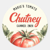 stijl Zelfgemaakte Tomaat Chutney inblikken Ronde Sticker (Voorkant)