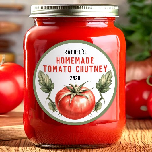 stijl zelfgemaakte tomaat chutney label