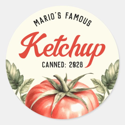  stijl Zelfgemaakte Tomaat Ketchup blikken Ronde Sticker (Voorkant)