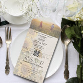  Stijl Zonnebloem Floral Cream QR Code Foto All In One Uitnodiging