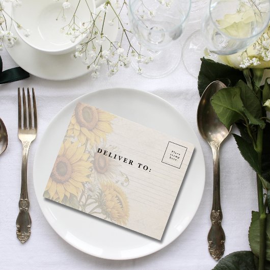  Stijl Zonnebloem Floral Cream QR Code Foto All In One Uitnodiging