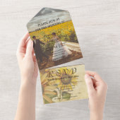  stijl zonnebloem gele crème foto all in one uitnodiging (Afscheurbaar)