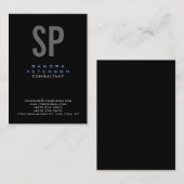 Stijl Zwart Blauw Grijs Monogram Modern Profession Visitekaartje (Voorkant / Achterkant)