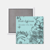 stijl zwart en aqua blauw sparen de datum magneet (Voorkant / Achterkant)