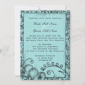  stijl zwart en blauw bloemenbruiloft kaart (Voorkant)