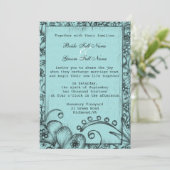  stijl zwart en blauw bloemenbruiloft kaart (Staand voorkant)