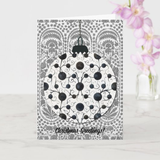  Stijl Zwart Grijs Ornament Art Christmas Kaart (Orchidee)