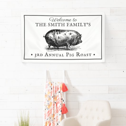 Stijl zwart-wit | Gebeurtenis rond varkensroast Spandoek (Insitu)