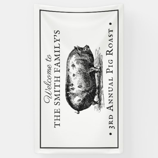 Stijl zwart-wit | Gebeurtenis rond varkensroast Spandoek (Verticaal)