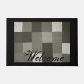 stijl zwart-wit gebreide patchwork deurmat (Voorkant)