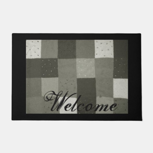  stijl zwart-wit gebreide patchwork deurmat (Voorkant)