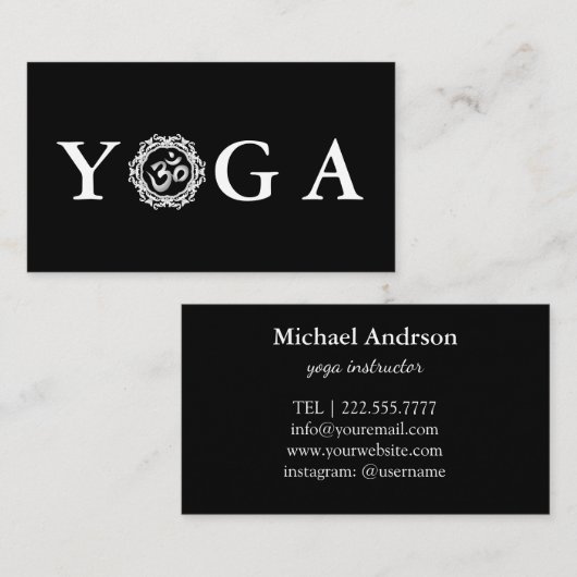  stijl zwart-wit Yoga Instructor Visitekaartje (Voorkant / Achterkant)
