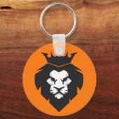 Stijl zwarte en witte koningsleeuw met kroon sleutelhanger (Voorkant)